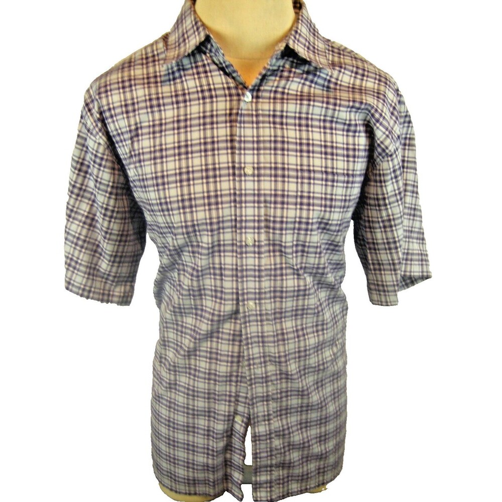 Mens Beyond The Limit Blue Plaid SS Casual Shirt sz L